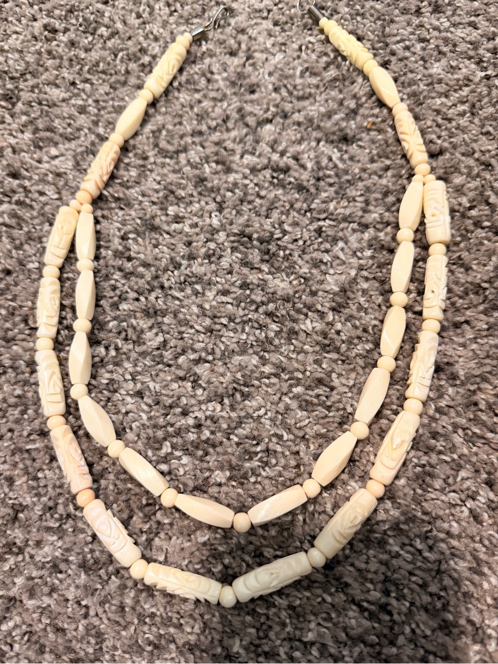 Vintage Carved Bead Double-Strand Necklace